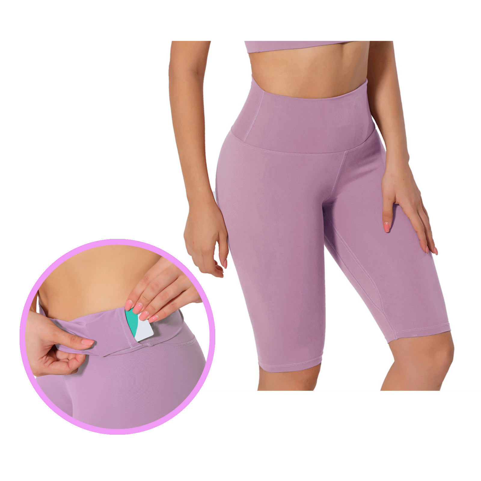 thumbnail image 2 of Leggings de cintura alta con cinco puntos para mujer: pantalones de fitness, running y yoga con bolsillos, 2 of 8